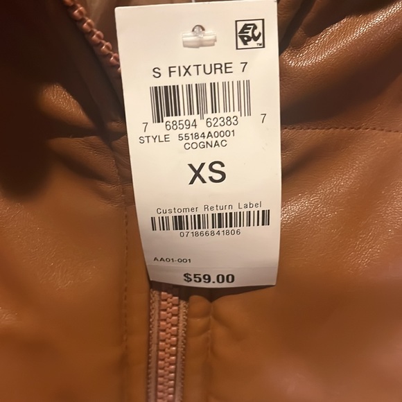 NWT And Now This Cognac Faux Leather Puffer Vest size XS - Picture 5 of 6